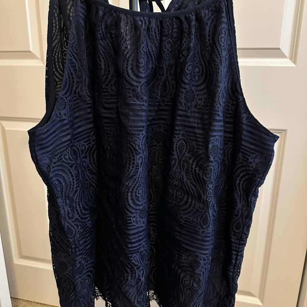 Elegant Navy Lace Women's Blouse